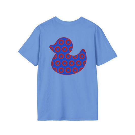 Classic Donut Tee - Unisex Soft-Style - "Rubber Ducky Bath Time Donut" - vivid red/blue donut pattern - variant 3