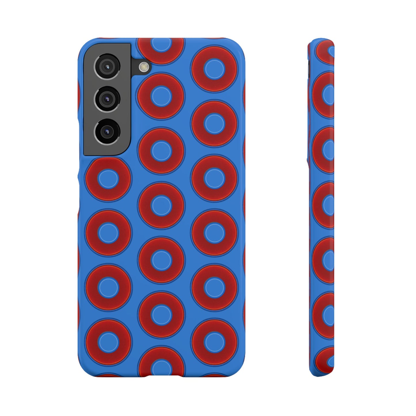 Lumpy Donut Snap Case - red vivid donut print w/light royal blue background
