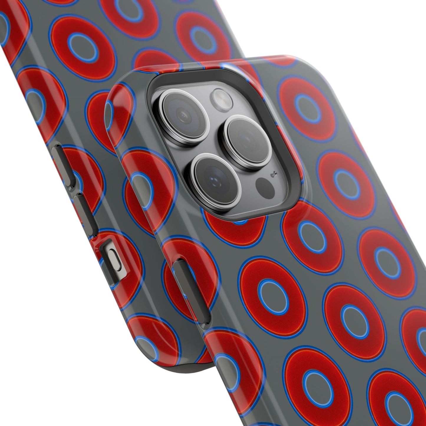 Impact-Resistant Lumpy Donut Case - red vivid donut print w/dark gray background