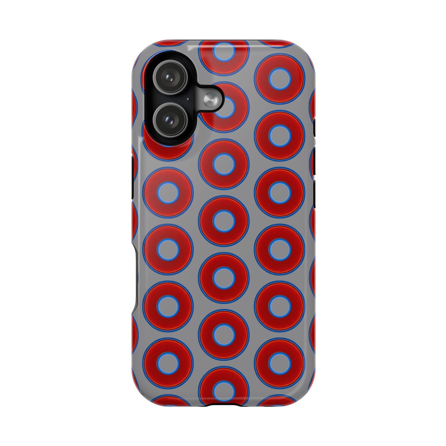 Impact-Resistant Lumpy Donut Case - red vivid donut print w/gray background