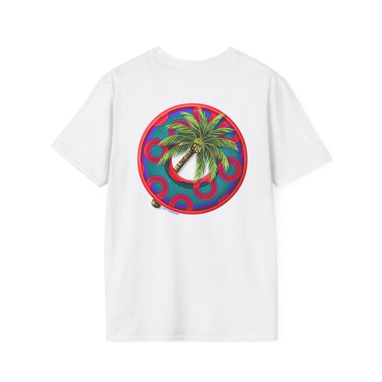 Classic Donut Tee - Unisex Soft-Style - "Jost Phishing" -blue/red rustic paradox donut