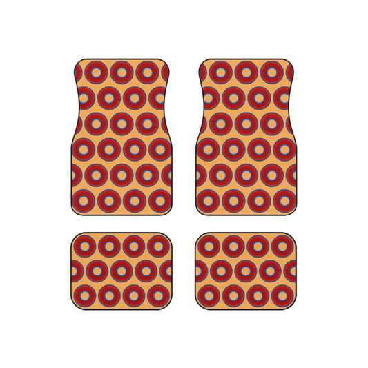 Contacted Car Mats - vivid donut print w/creamsicle orange background
