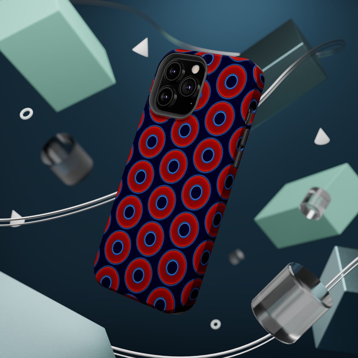 Magnetic Tough Donut Case - red vivid donut print w/midnight blue background