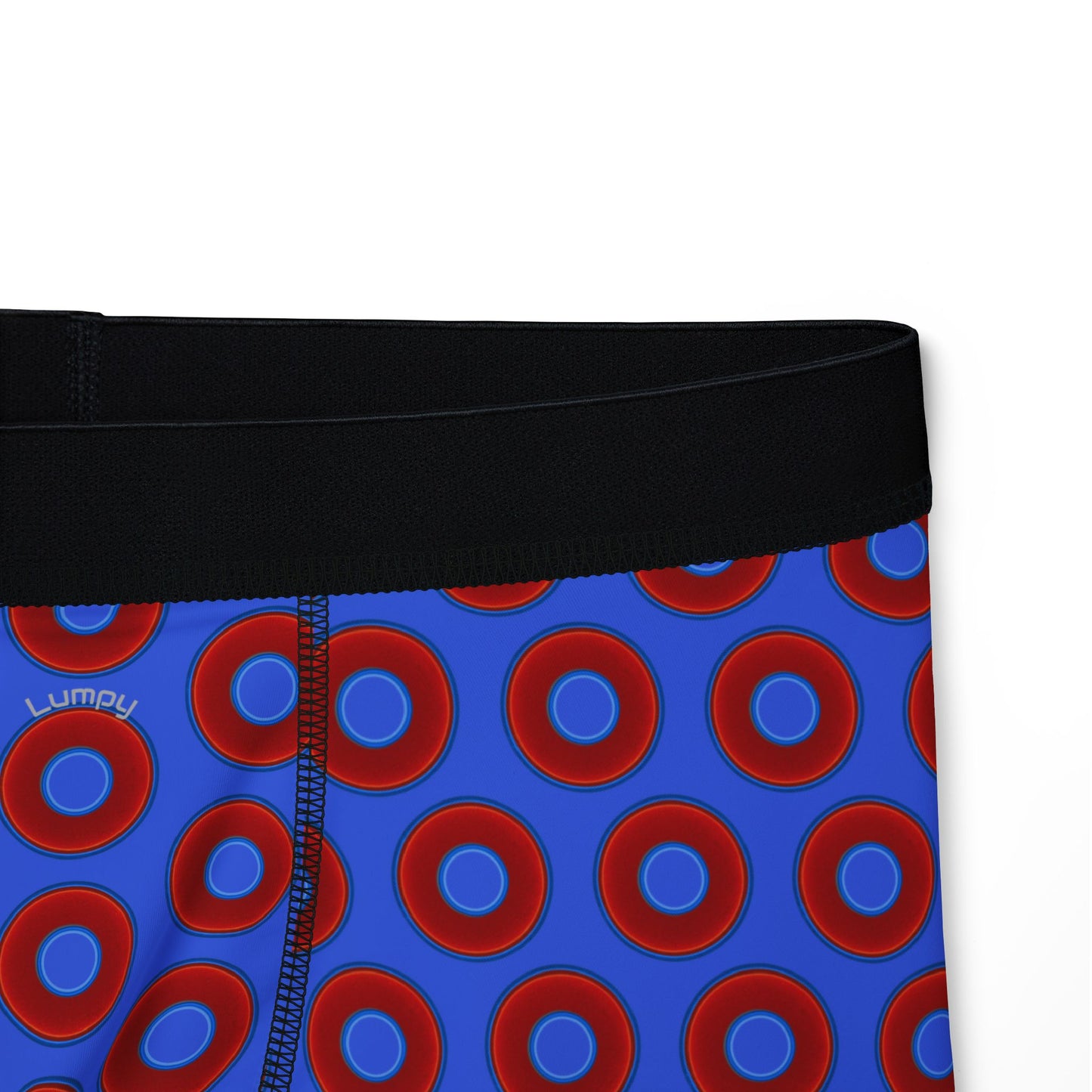 Men's Donut Boxers - red vivid donuts w/royal blue background