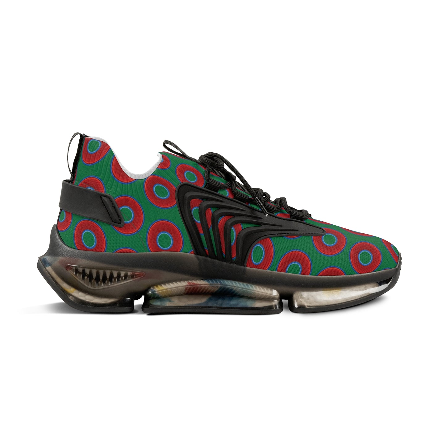 Donut Kicks - red vivid donut print w/green background