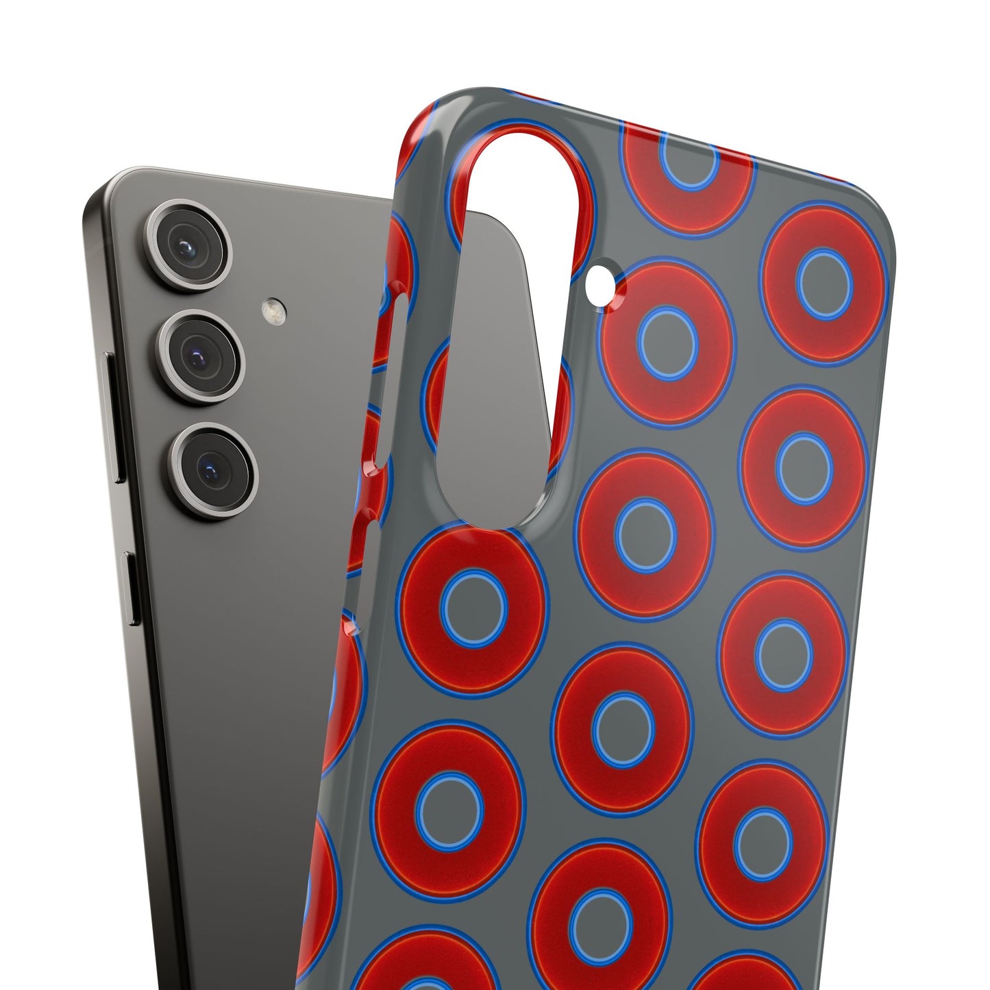 Lumpy Donut Snap Case - red vivid donut print w/dark gray background