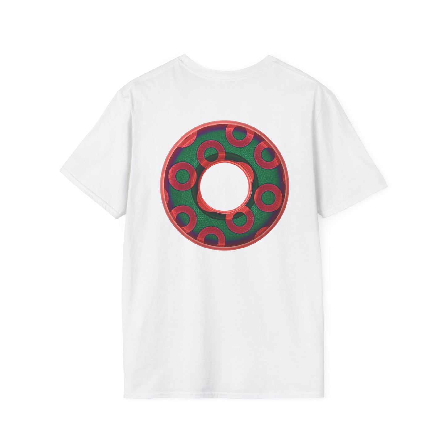 Plain Donuts/Unisex Soft-Style - "Plain Rustic Paradoxical Donuts" - green/red donuts