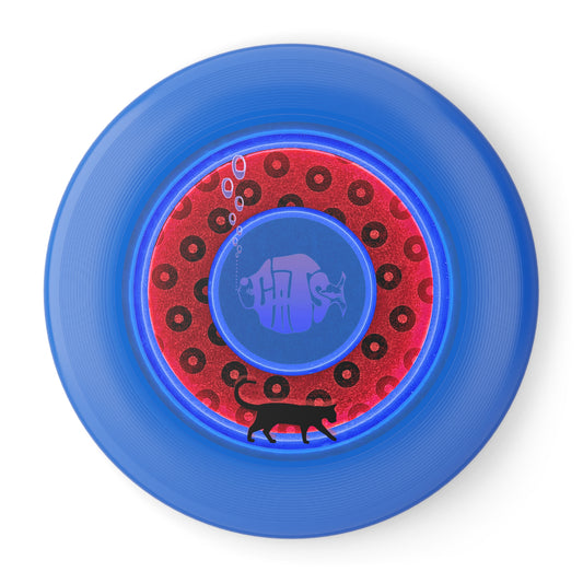 Lumpy Wham-O Donut Frisbee - "Cat's Meow Phrisbee" - red/royal blue rustic paradox donut