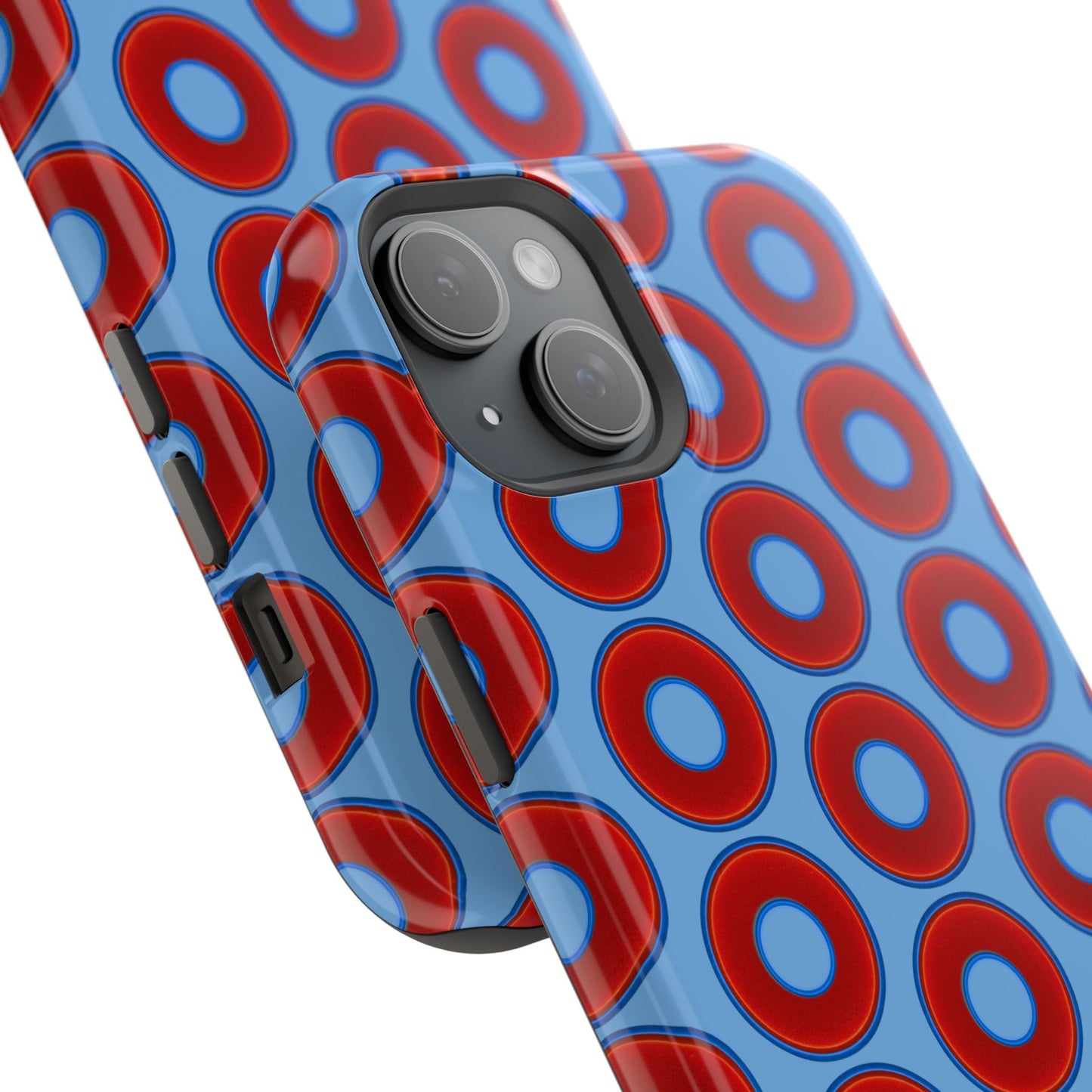 Magnetic Tough Donut Case - red vivid donut print w/light blue background