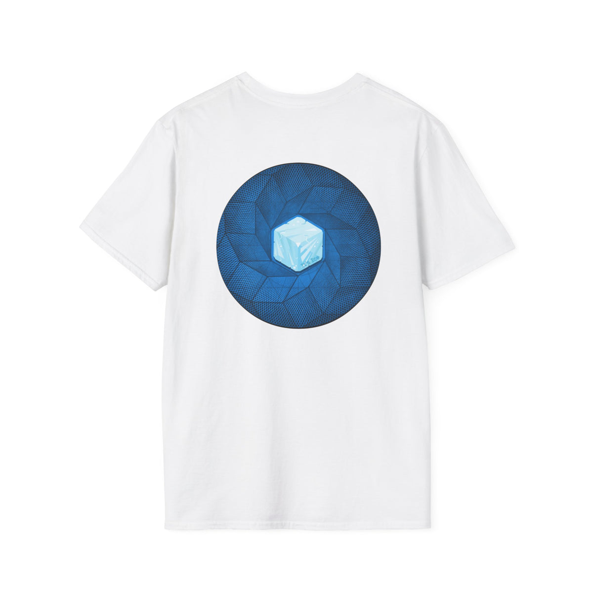 Coffee Traders Tee - Unisex Soft-Style - "Tasty Coffee" - paradoxical donut/cubed blue donut - variant 2 - logo front/It's Ice Cube's back
