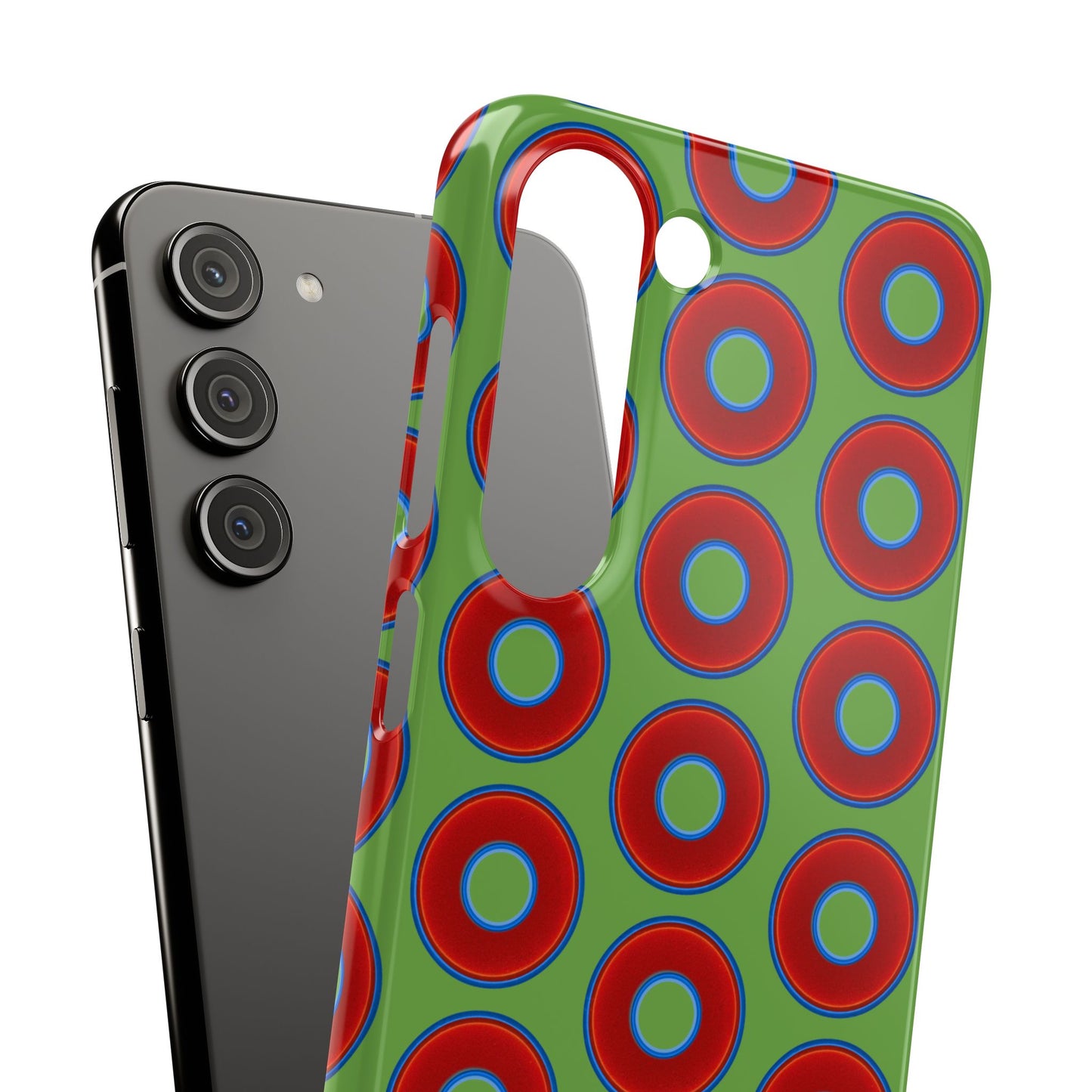 <Lumpy Donut Snap Case - red vivid donut print w/light green background