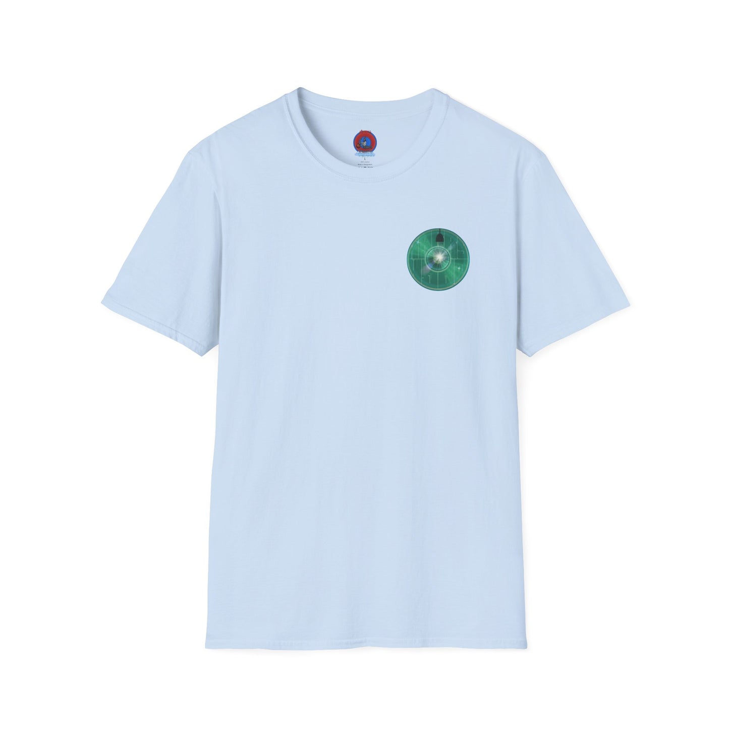 Classic Donut Tee - Unisex Soft-Style - "Harry's Hoodlum Donut" - series 1.0  - variant 4 - lights on/green donut(s)