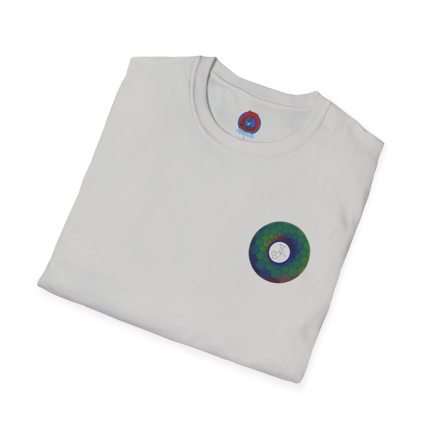 Classic Donut Tee - Unisex Soft-Style - "Dr. Albert Hofmann's Favorite Donut" - series 1.0  - variant 1 - green hexadonut