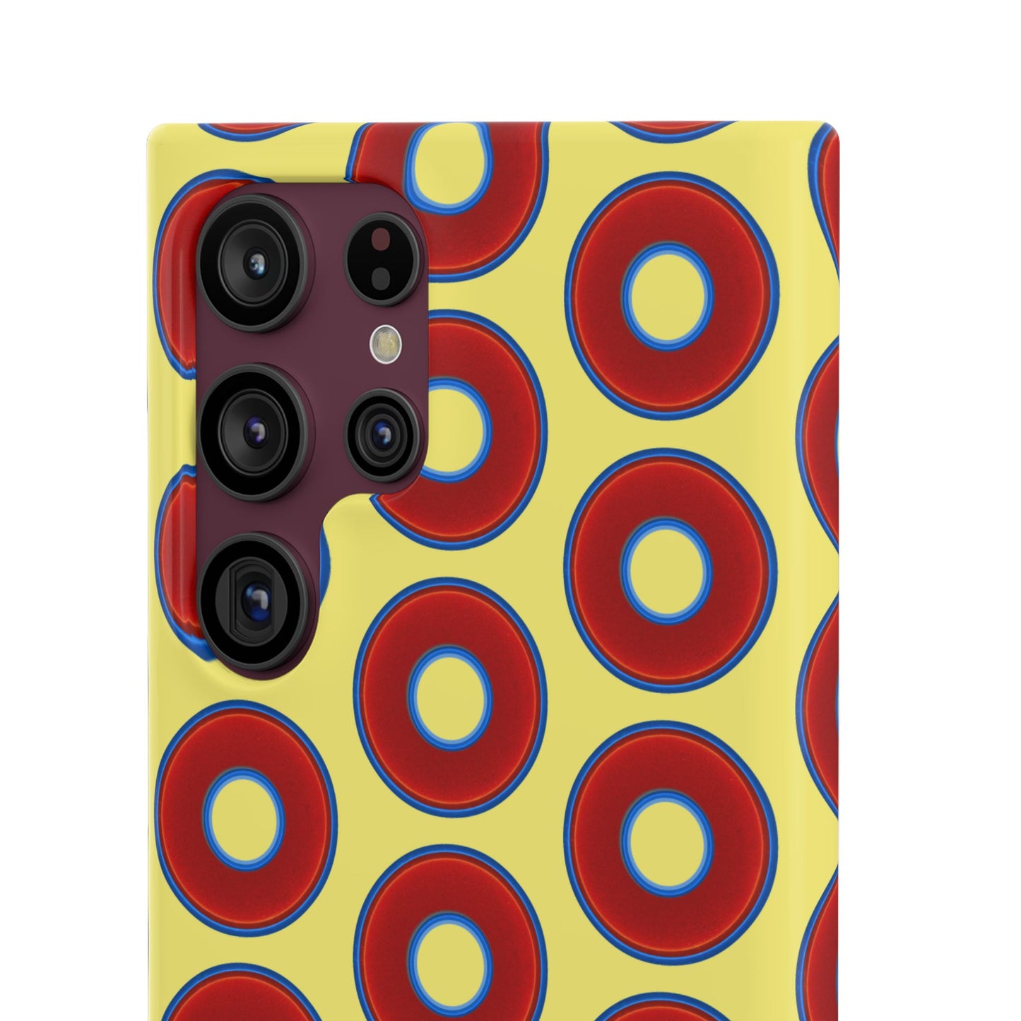 Lumpy Donut Snap Case - red vivid donut print w/yellow background