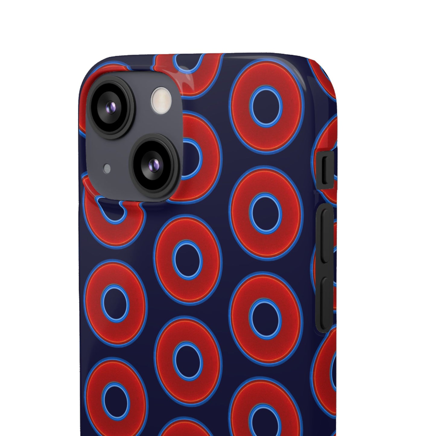 Lumpy Donut Snap Case - red vivid donut print w/midnight blue background