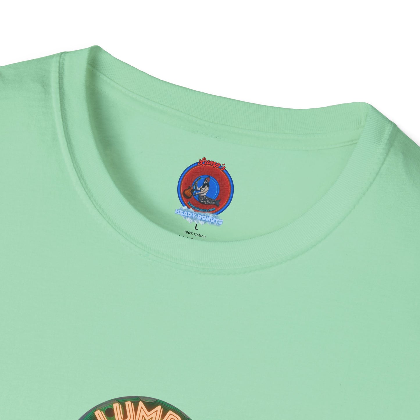 Lumpy Coffee Traders Tee - Unisex Soft-Style - "Taboo, taboot!" - paradoxical donut logo & Taboot print on back - variant 2 - logo front/taboo, taboot back