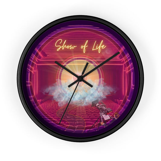 Lumpy Wall Clock - "The Donut of Life Clock" - variant 1 - vivid purple/magenta donut w/midnight purple background