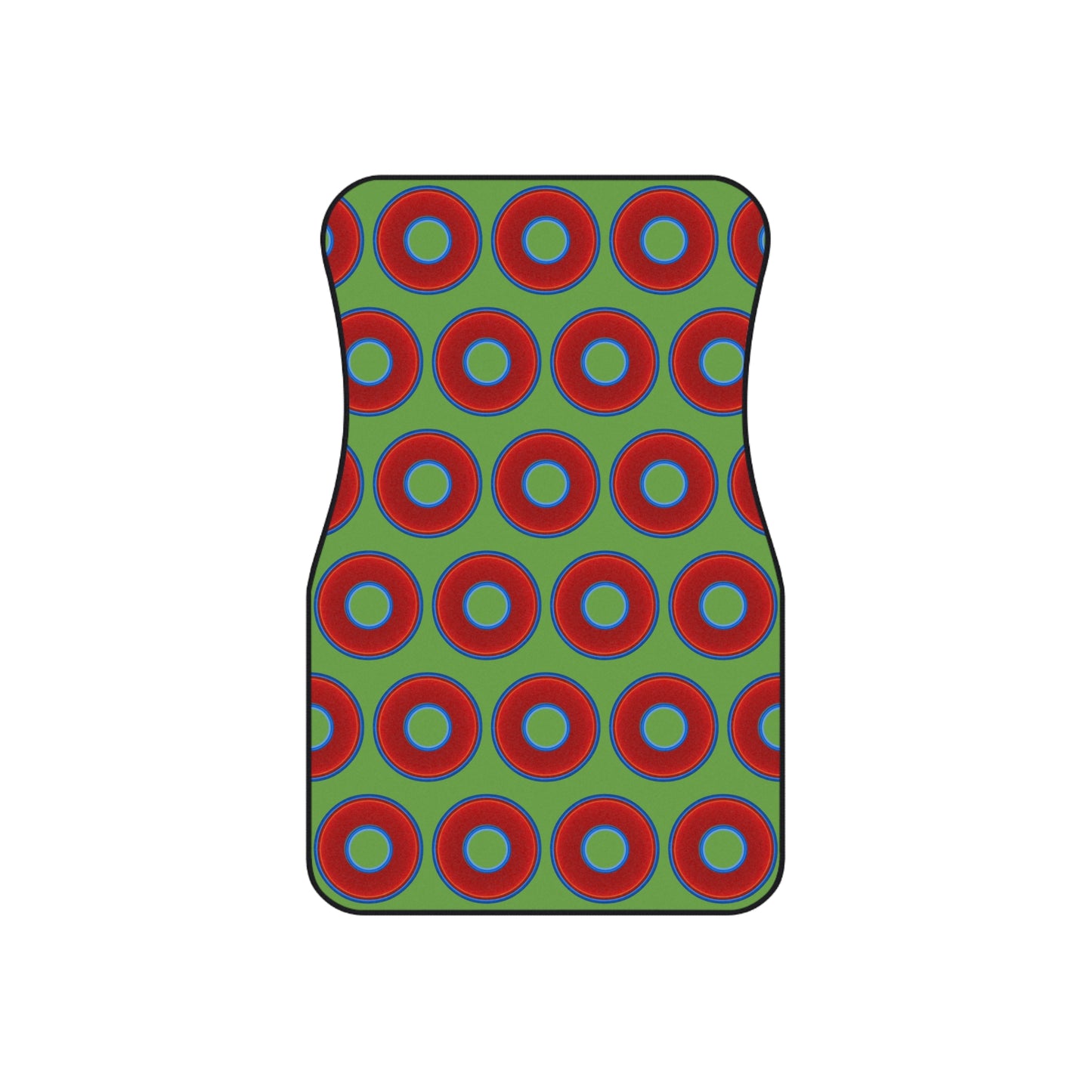 Contacted Car Mats - Set of 2/Front - vivid donut print w/light green background