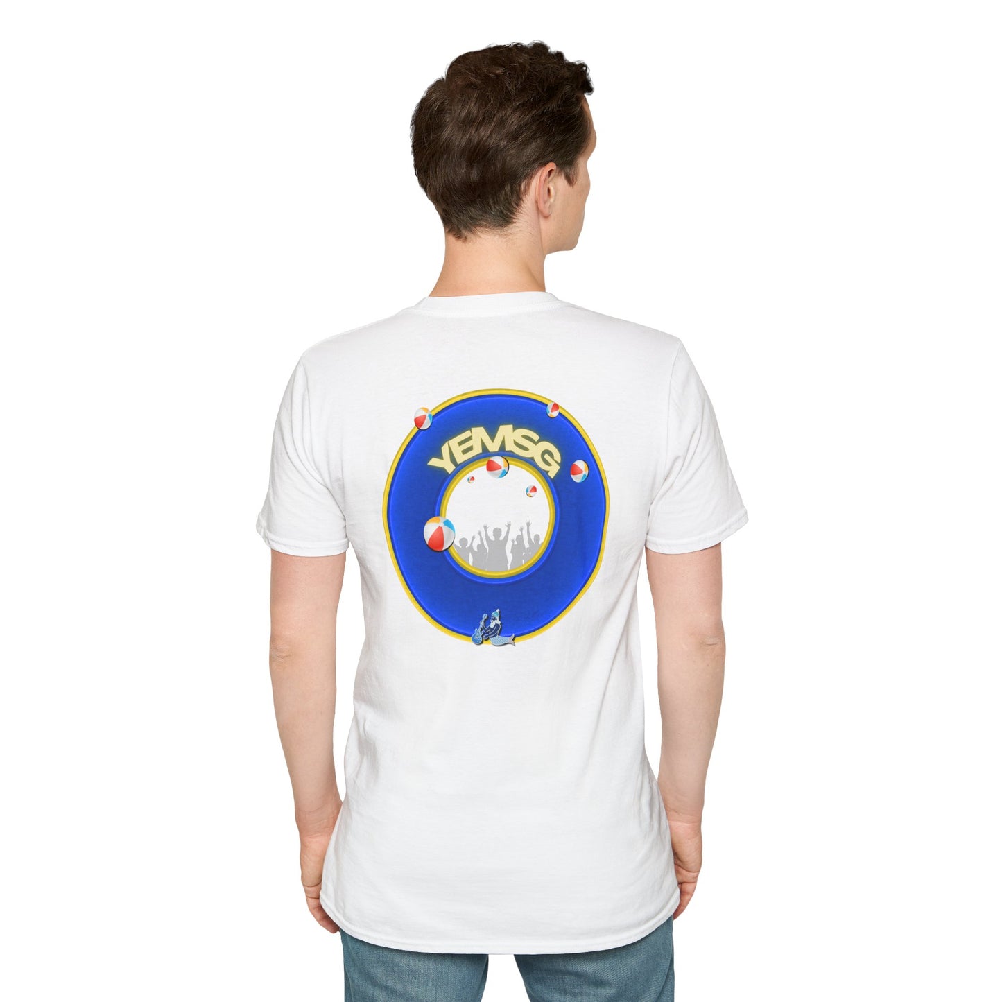 Donut Tee - Unisex Soft-Style - "The Donut's Secret Ingredient? MSG" - vivid blue/yellow donut - variant 2