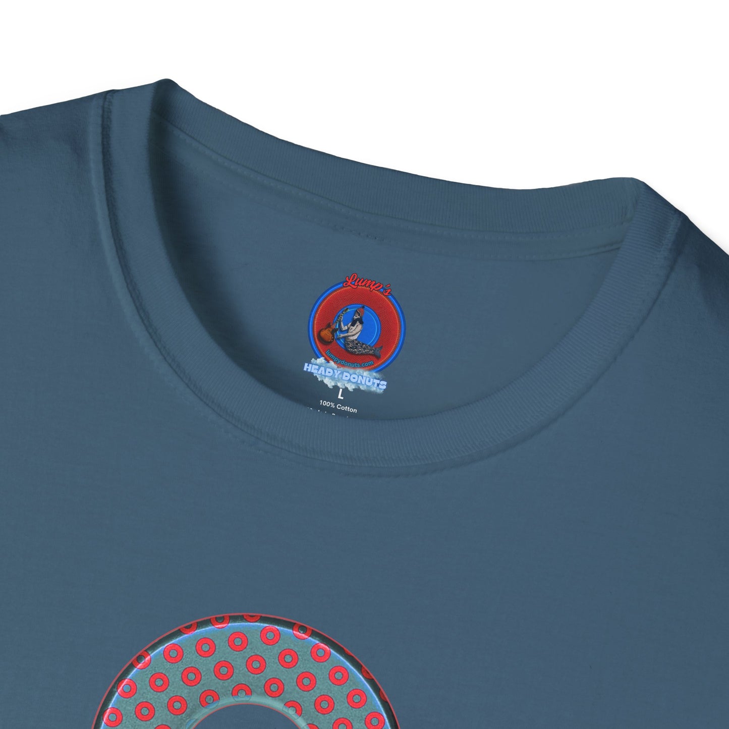 Plain Donuts/Unisex Soft-Style - "Plain Electric Paradoxical Donuts" - steel blue/red donuts