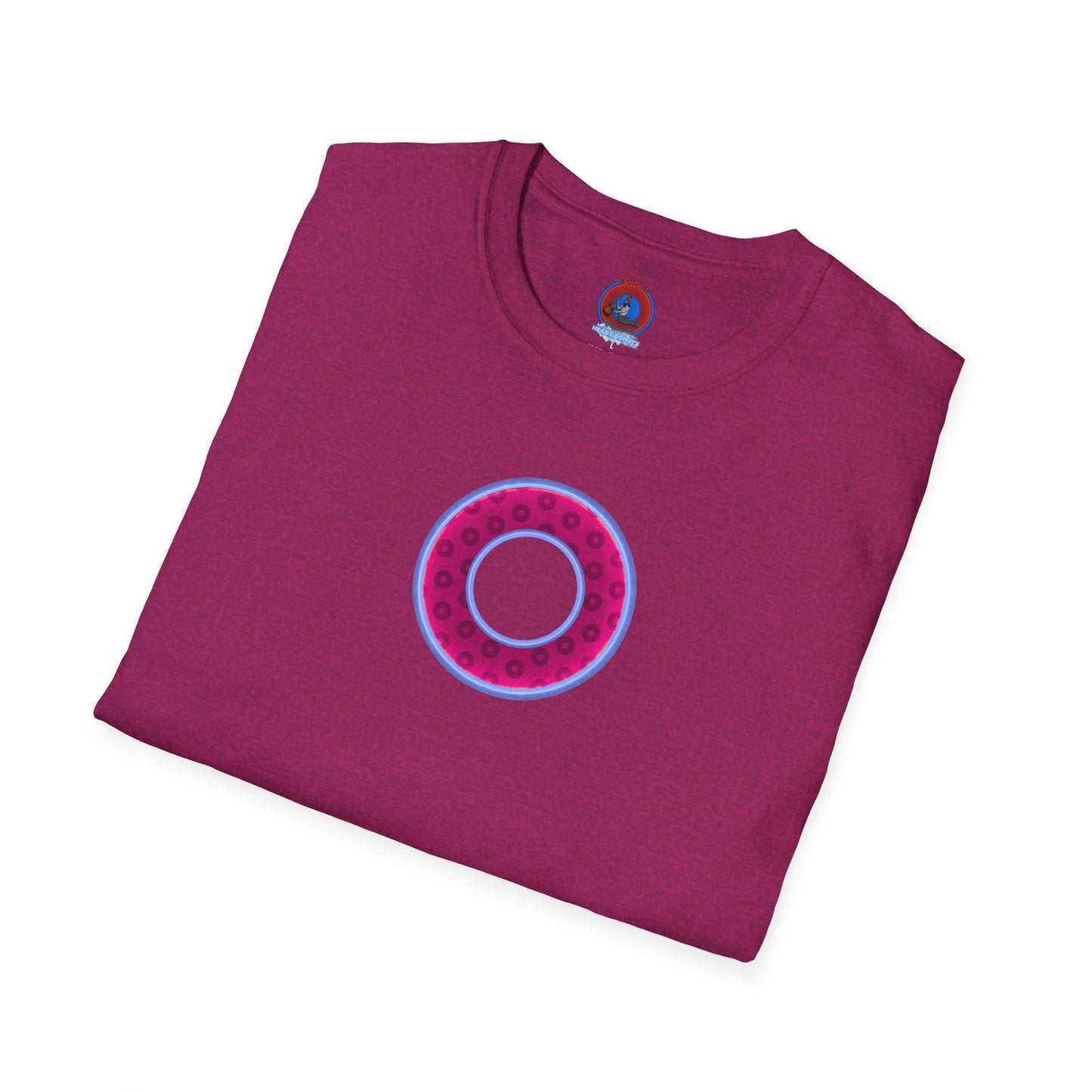 Plain Donuts/Unisex Soft-Style - "Plain Wide Mouthed Paradoxical Donuts" - dark magenta/light blue donuts