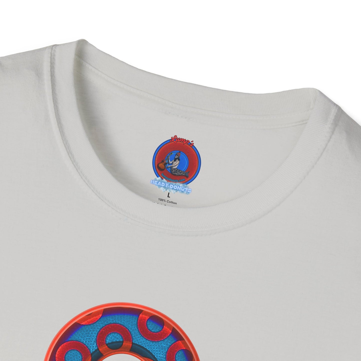 Plain Donuts/Unisex Soft-Style - "Plain Rustic Paradoxical Donuts" - red/light royal blue donuts