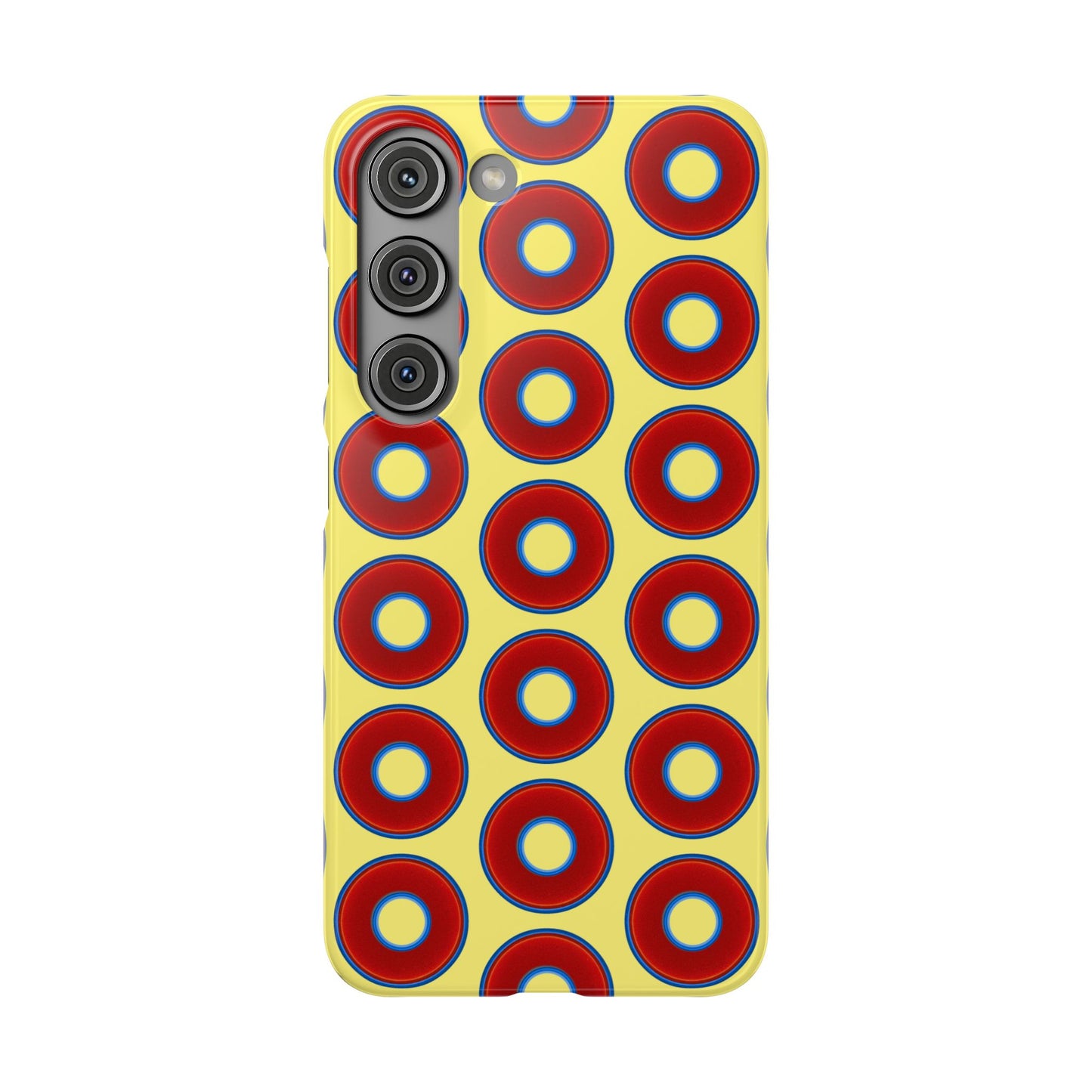 Lumpy Donut Snap Case - red vivid donut print w/yellow background