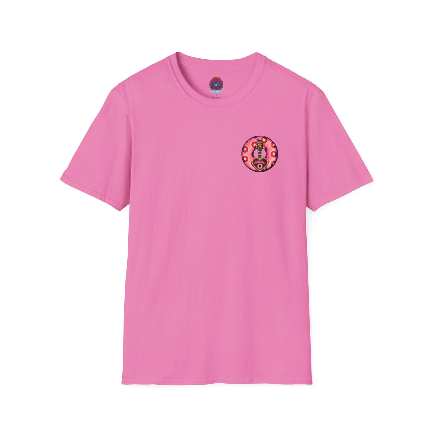 Classic Donut Tee - Unisex Soft-Style - "Would You Be My Donut?" - paradoxical faded magenta/red donut - variant 1