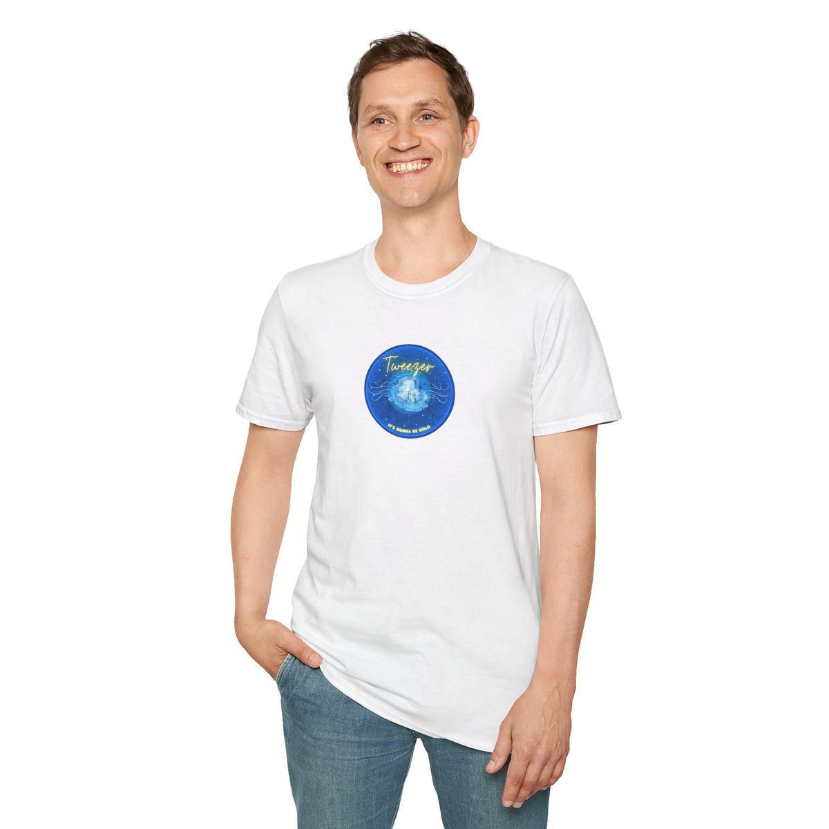 Classic Donut Tee - Unisex Soft-Style - "The Donut Reprised" - vivid blue donut