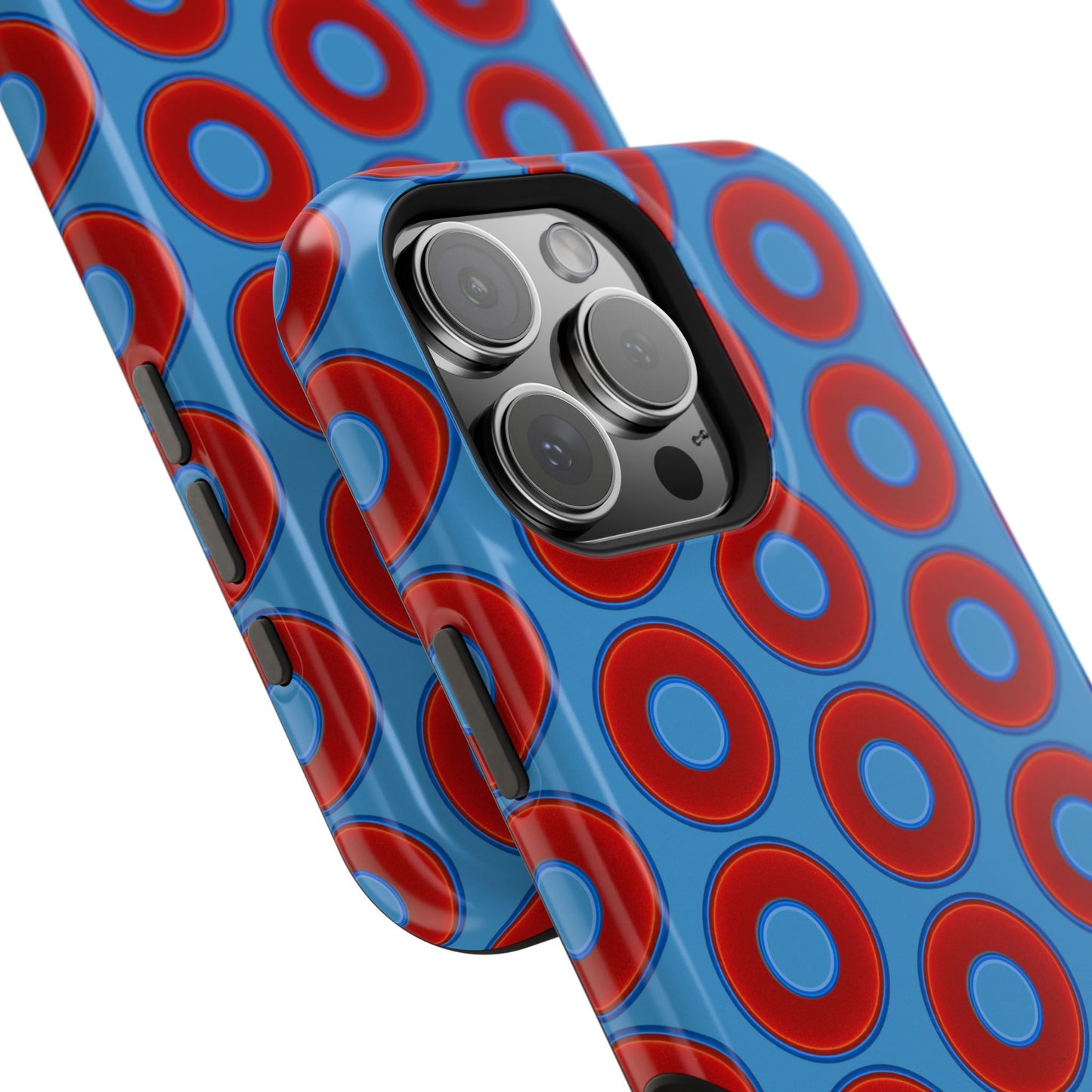 Copy of Magnetic Tough Donut Case - red vivid donut print w/light steel blue background