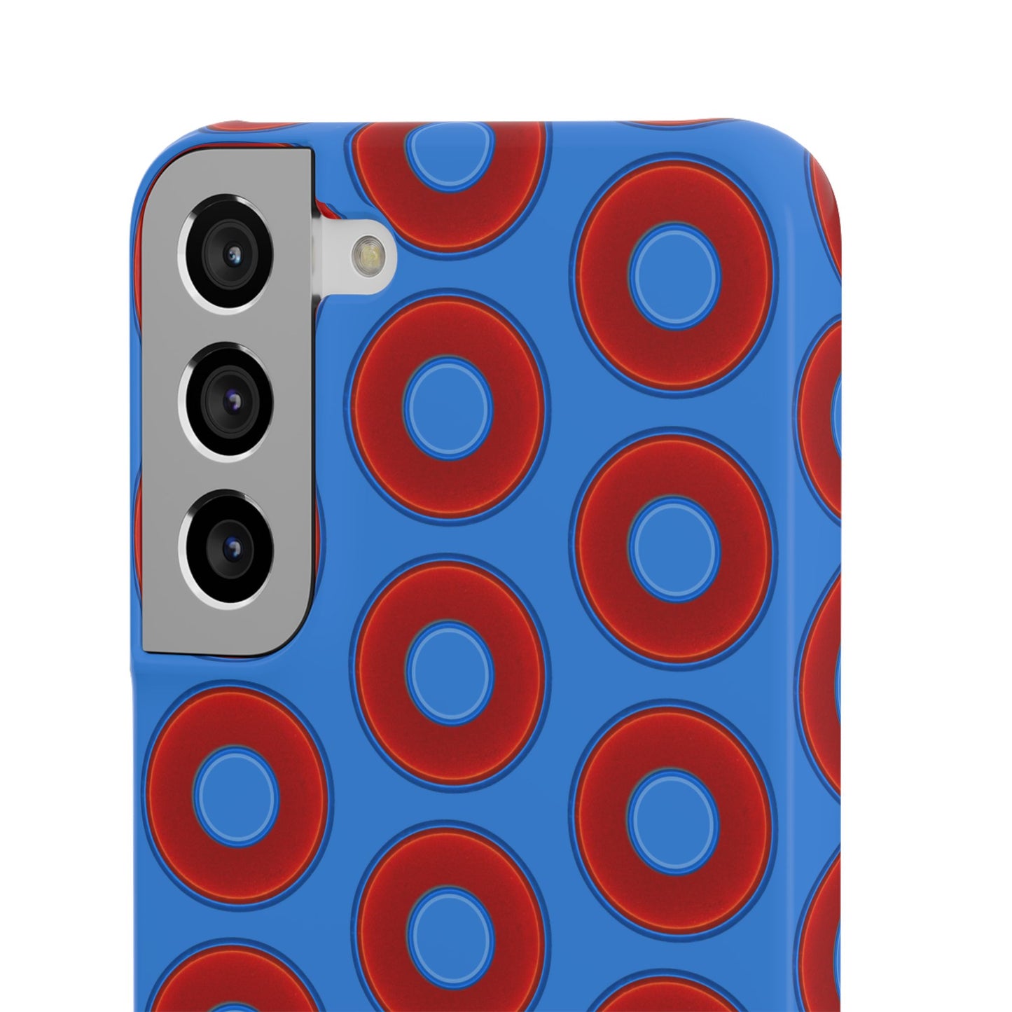 Lumpy Donut Snap Case - red vivid donut print w/light royal blue background