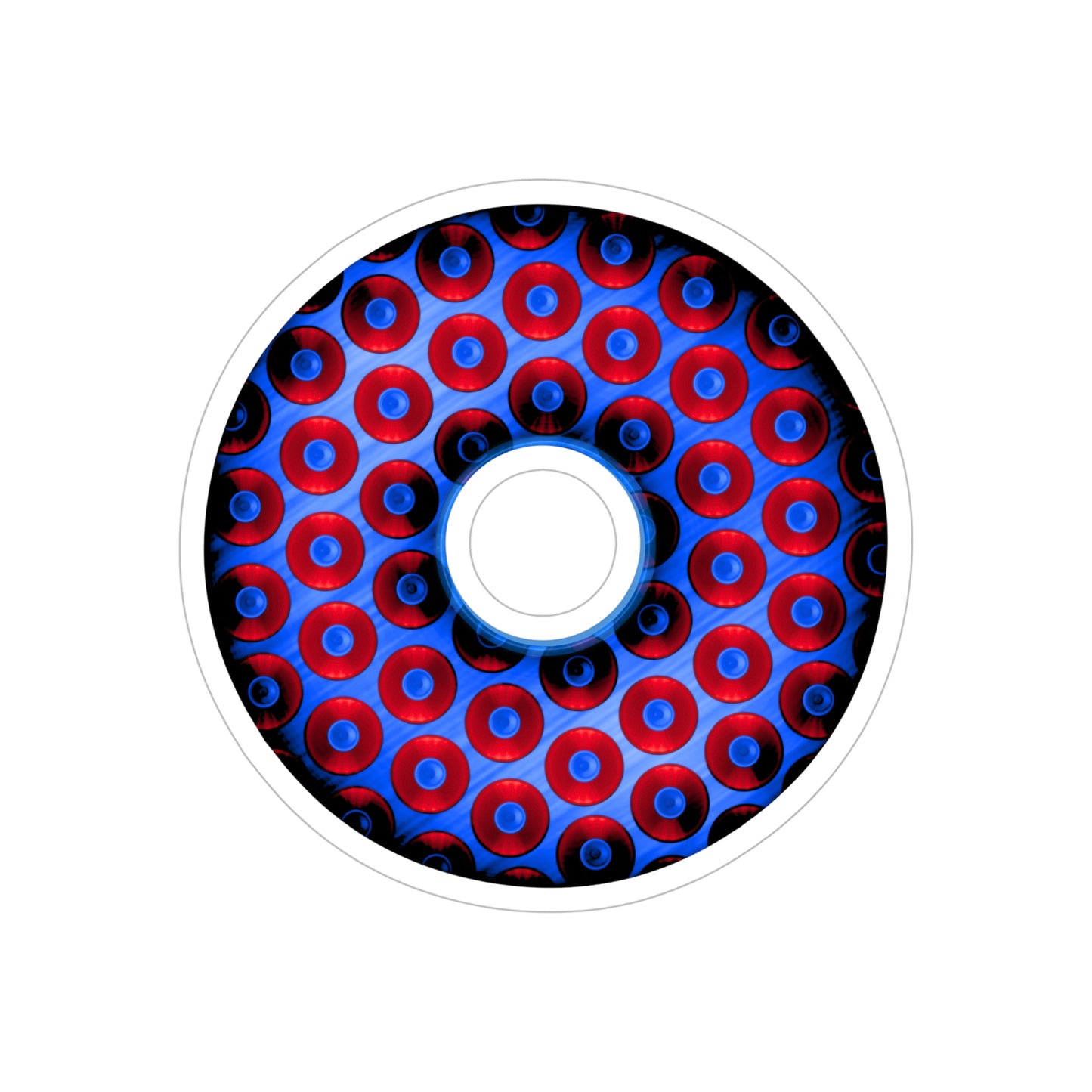 Donut Bumper/Outdoor Sticker - "Bling Donut" - series 1.0 - variant 3 - red/blue - [Die-Cut] 6"x 6"