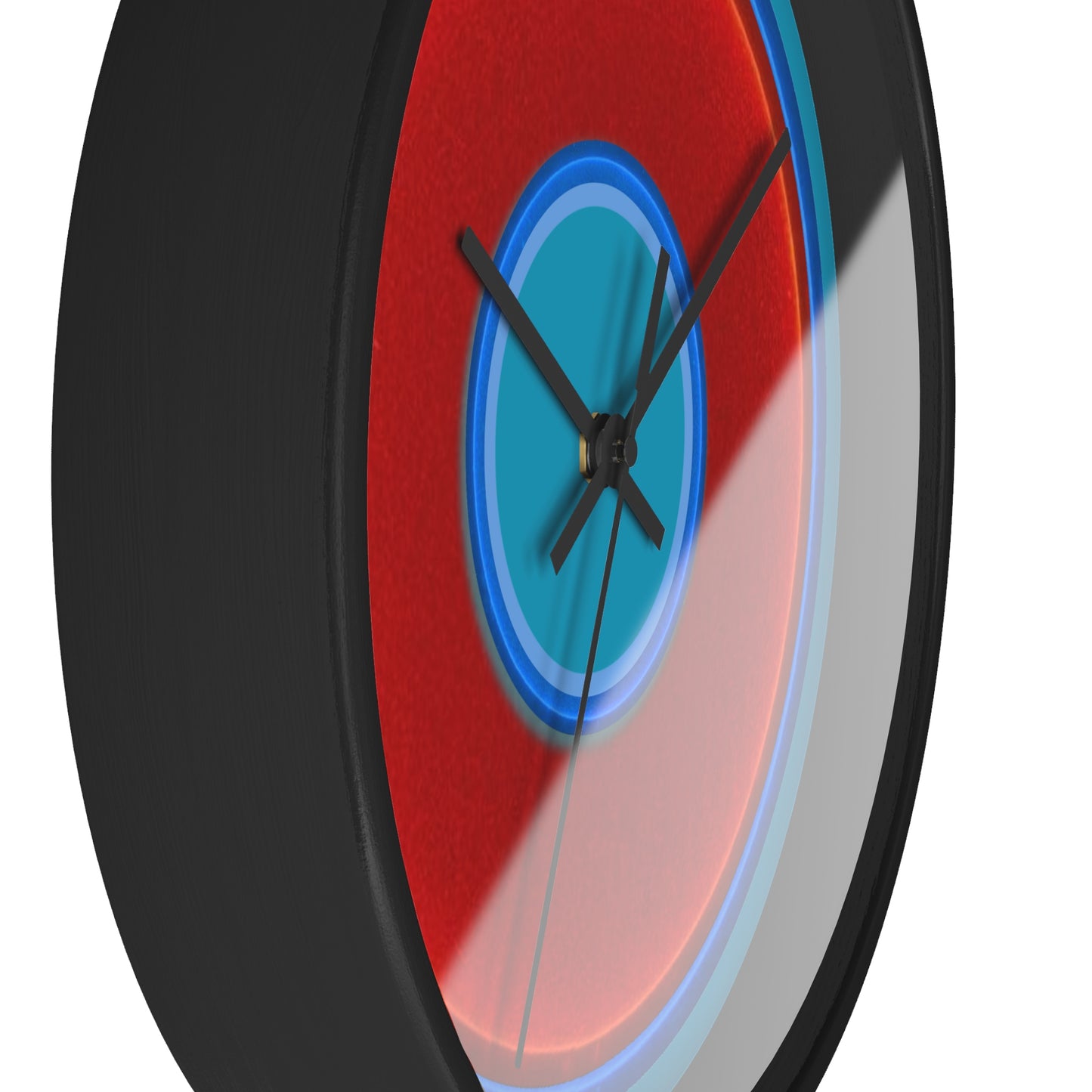 Lumpy Wall Clock - red vivid donut - variant 7 w/aquamarine blue background