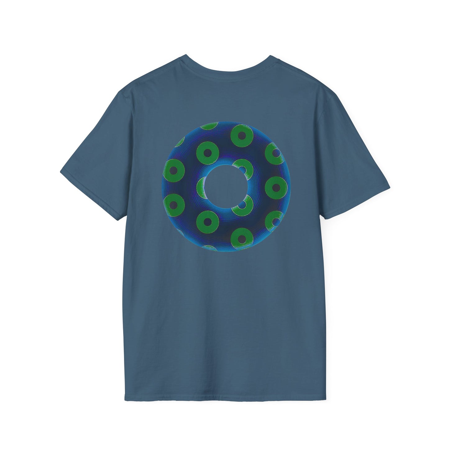 Plain Donuts/Unisex Soft-Style - "Plain Blimpy Paradoxical Donuts" - dark blue/lime green donuts