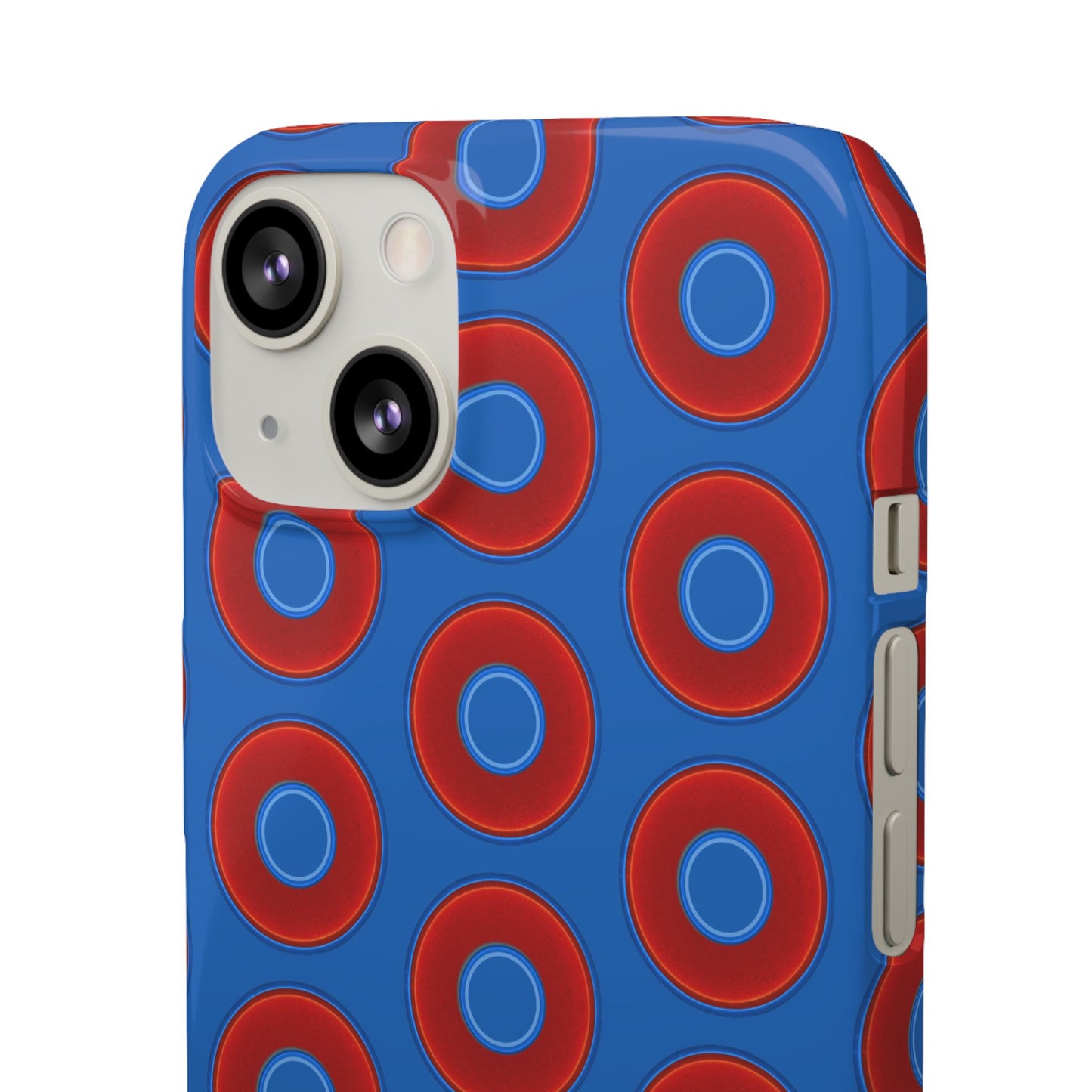 Lumpy Donut Snap Case - red vivid donut print w/dark royal background