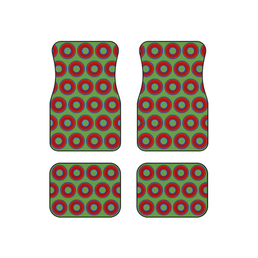 Contacted Car Mats - vivid donut print w/light green background