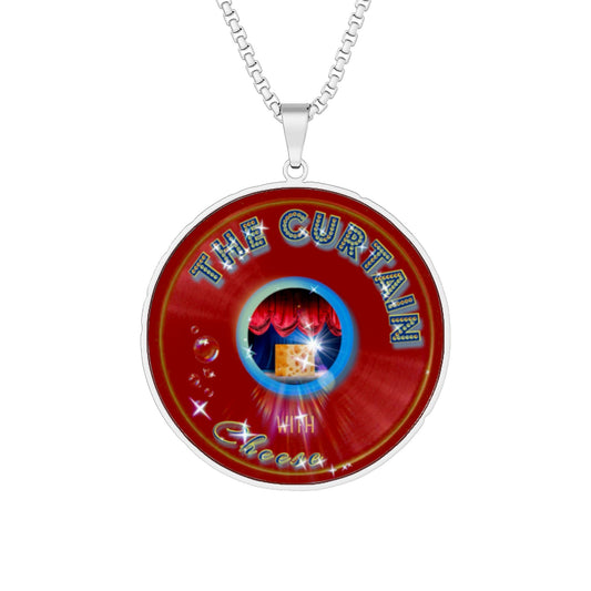 Lump's Heady Donut Necklace - 1" x 1" Stainless Steel Pendant - "The Donut With" - vivid red record donut