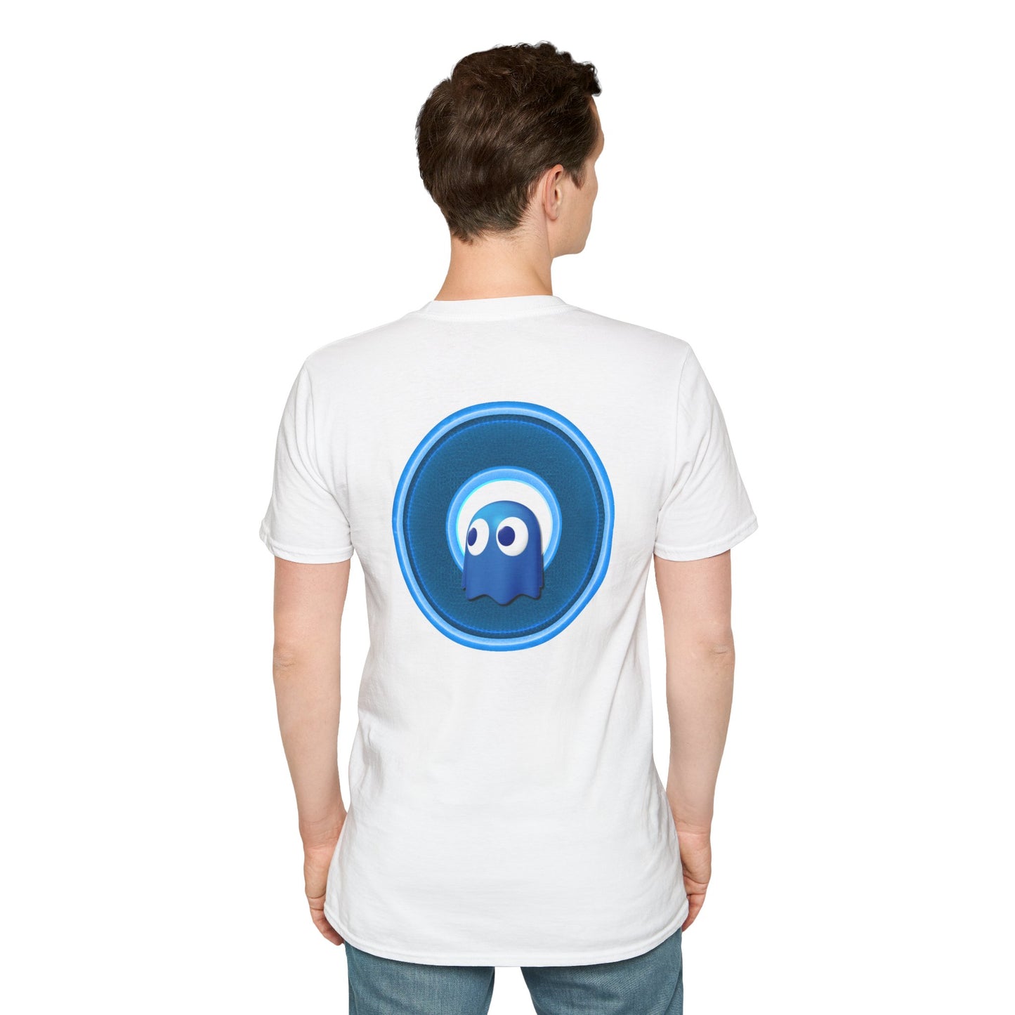 Classic Donut Tee - Unisex Soft-Style - "The Story of the Donut - a Ghostly Good Time" - variant 2 - blue/light blue rustic donut