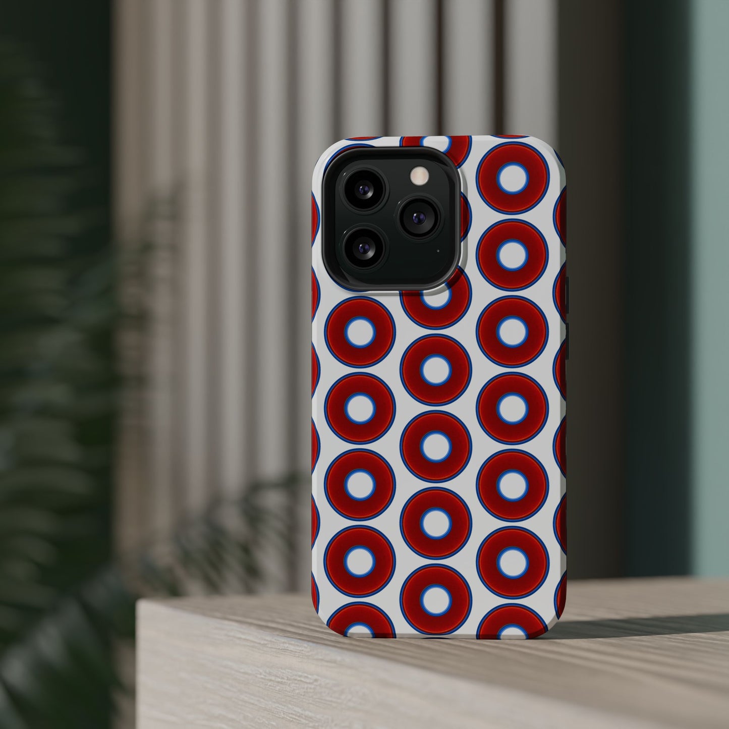 Magnetic Tough Donut Case - red vivid donut print w/white background