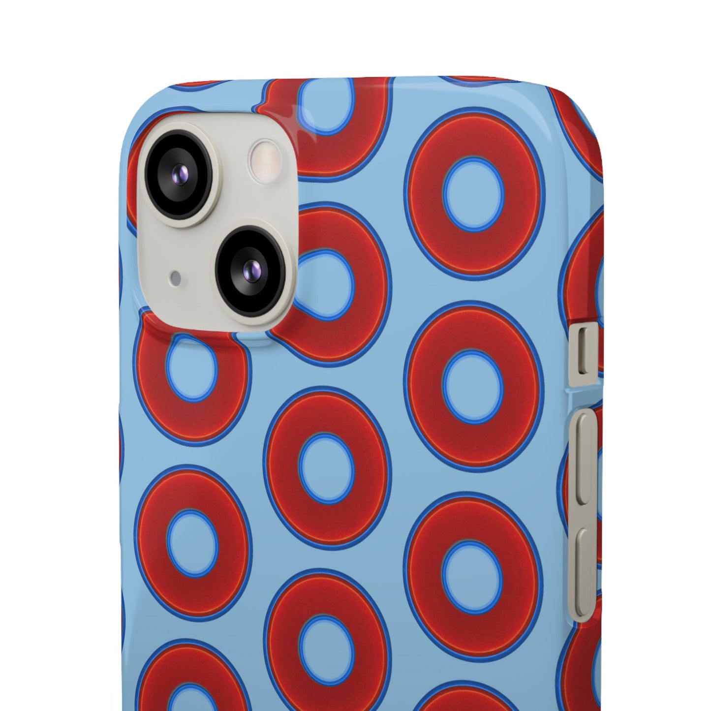 Lumpy Donut Snap Case - red vivid donut print w/sky blue background