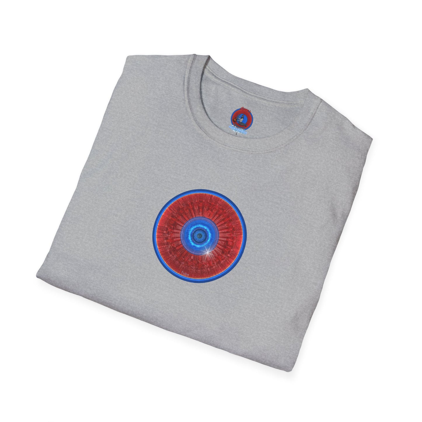 Classic Donut Tee - Unisex Soft-Style - "Graphic Translation Tee Shirt" - vivid red/blue tube donut - variant 1