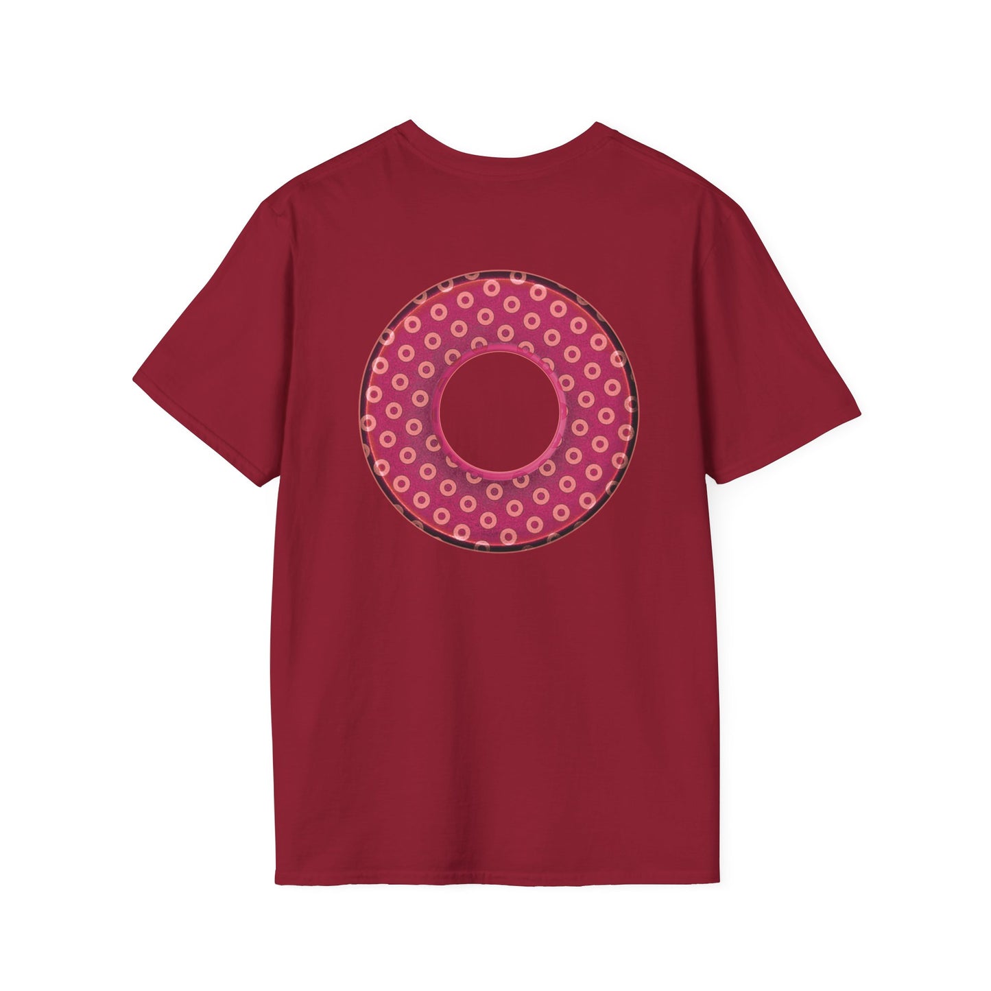 Plain Donuts/Unisex Soft-Style - "Plain Electric Paradoxical Donuts" - dark magenta/coral donuts