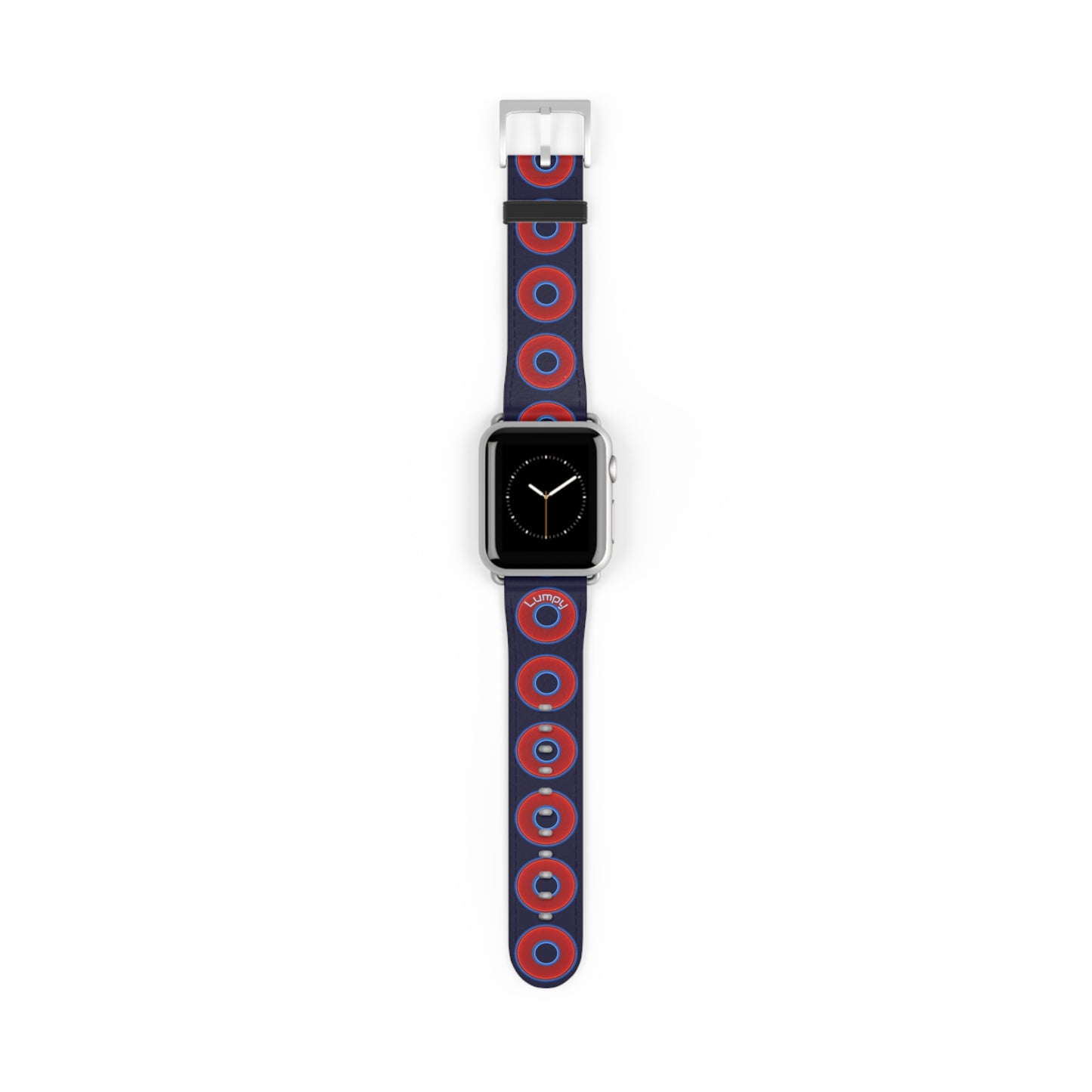 Lumpy Donut Wristband - compatible w/apple watch - red vivid donuts w/midnight blue background
