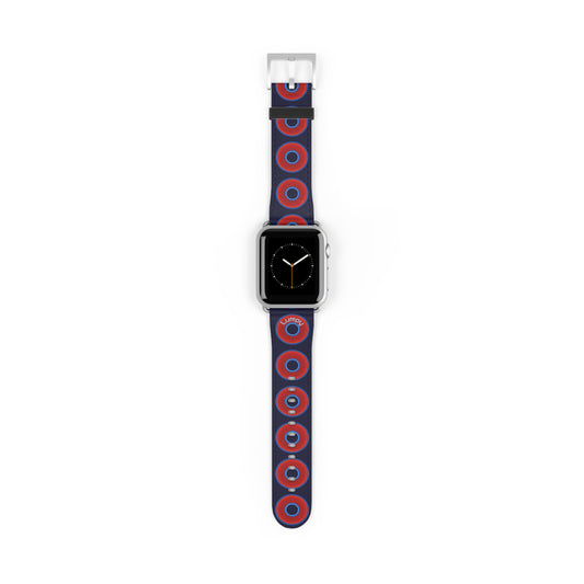 Lumpy Donut Wristband - compatible w/apple watch - red vivid donuts w/midnight blue background