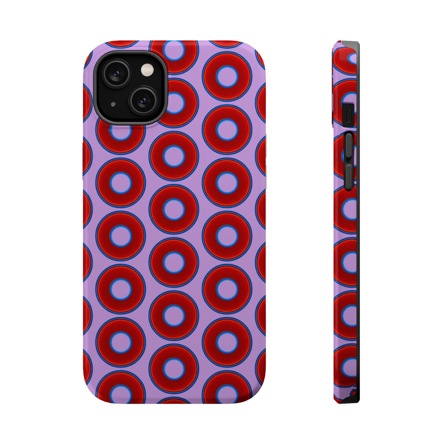 Magnetic Tough Donut Case - red vivid donut print w/wisteria purple background