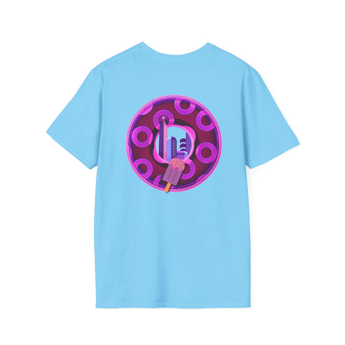 Classic Donut Tee - Unisex Soft-Style - "It's Ice Cream Popsicles - YEMSG Donut" - purple/magenta paradox donut - variant 2