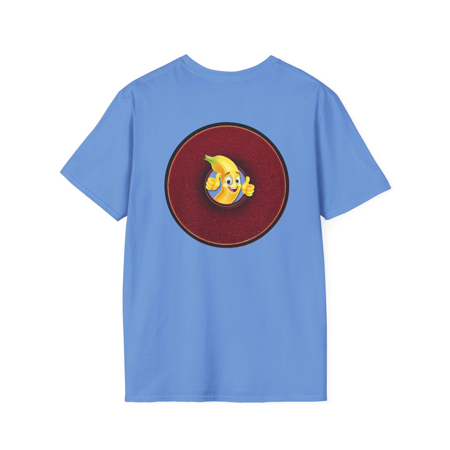 Classic Donut Tee - Unisex Soft-Style - "Dis sheet, it's bananas!" - series 1.0 - variant 4- dark red donut