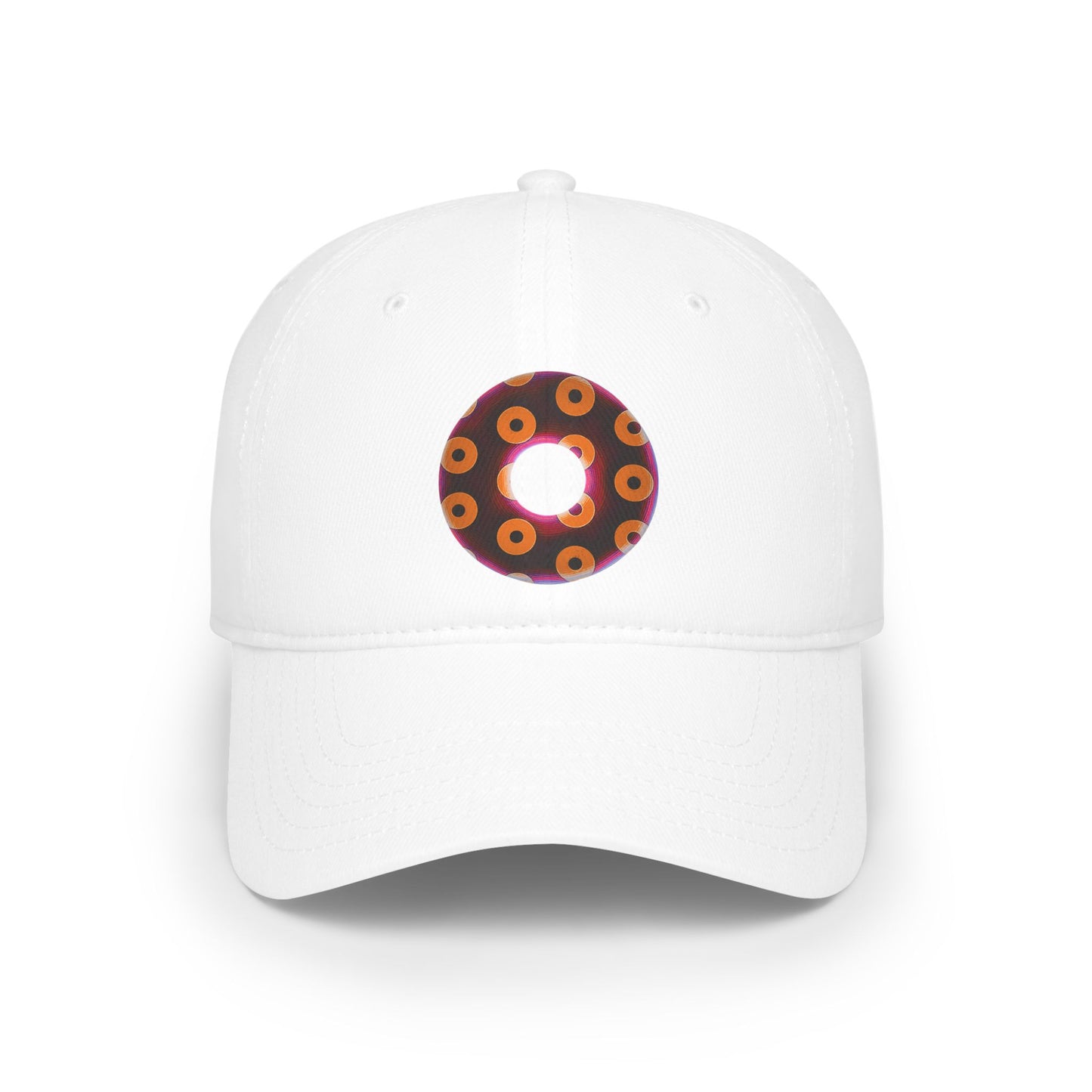 Lumpy Donut Baseball Cap - "Plain [Mary] Jane" - paradoxical dark magenta/orange blimpy donut w/