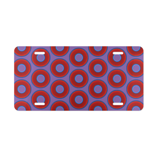 Lumpy Donut Vanity Plate - red vivid donut print w/light purple background