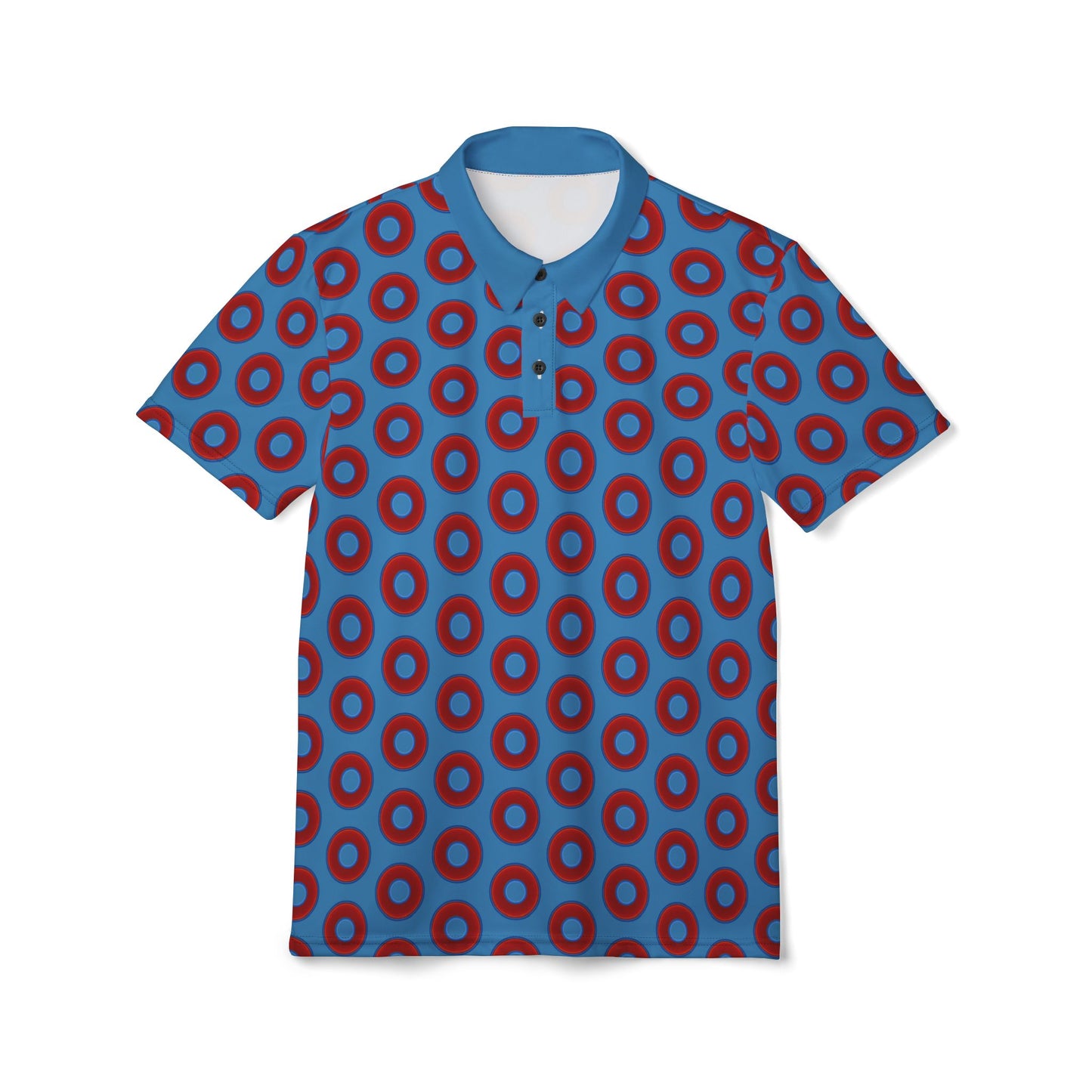 AOP Donut Polo - vivid donut print w/light steel blue background [unisex]